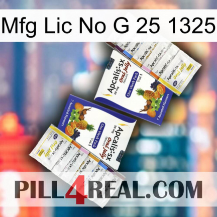 Mfg Lic No G 25 1325 12
